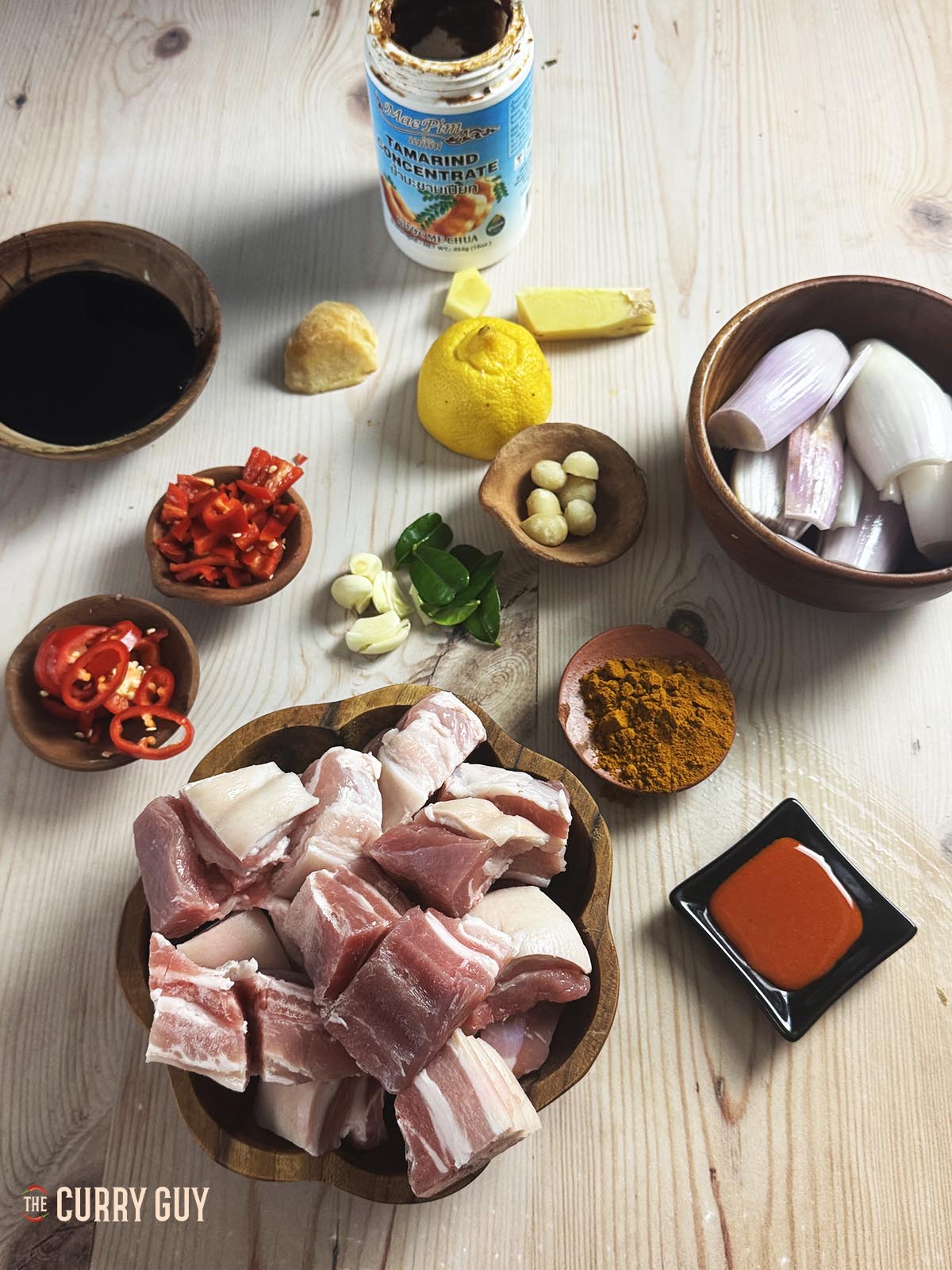 The ingredients for the recipe laid out on a countertop.