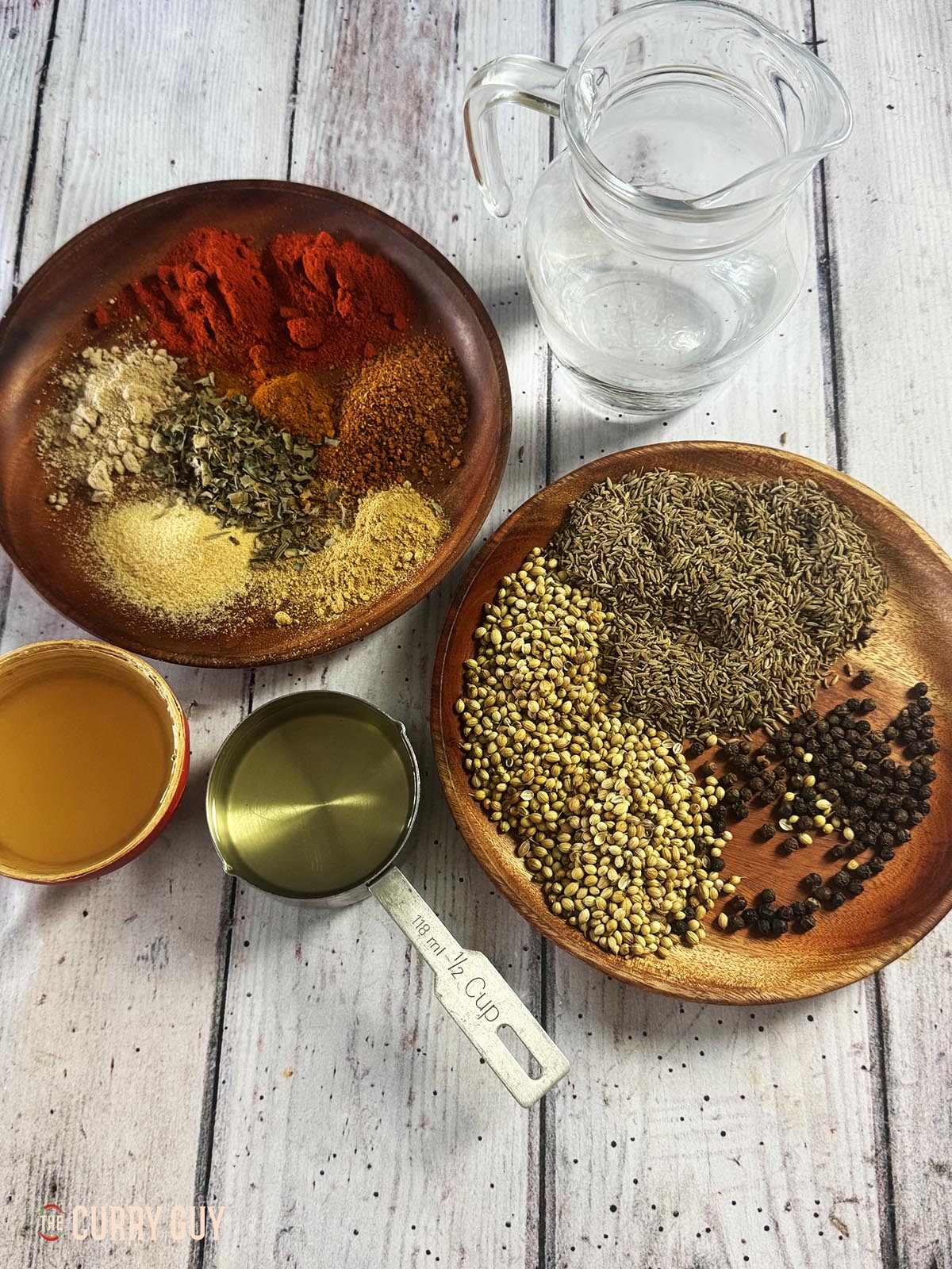 The ingredients for the recipe laid out on a countertop.