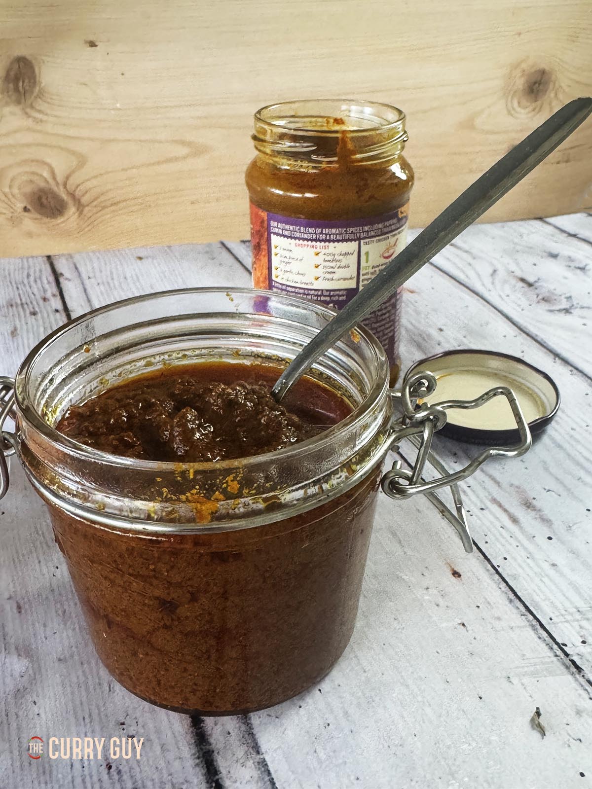 Tikka masala paste in a jar, ready to use.