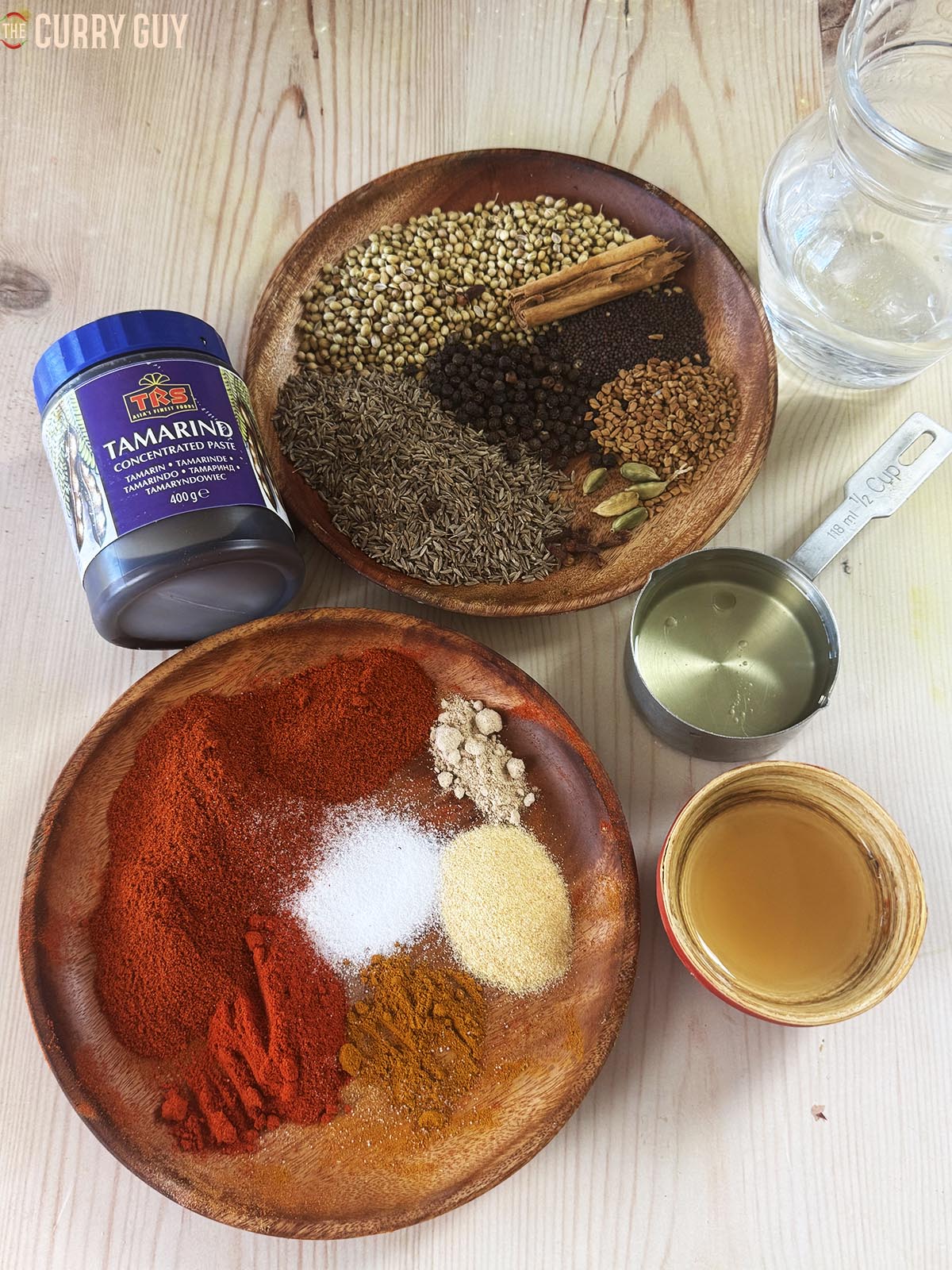 The ingredients for the recipe laid out on a countertop.