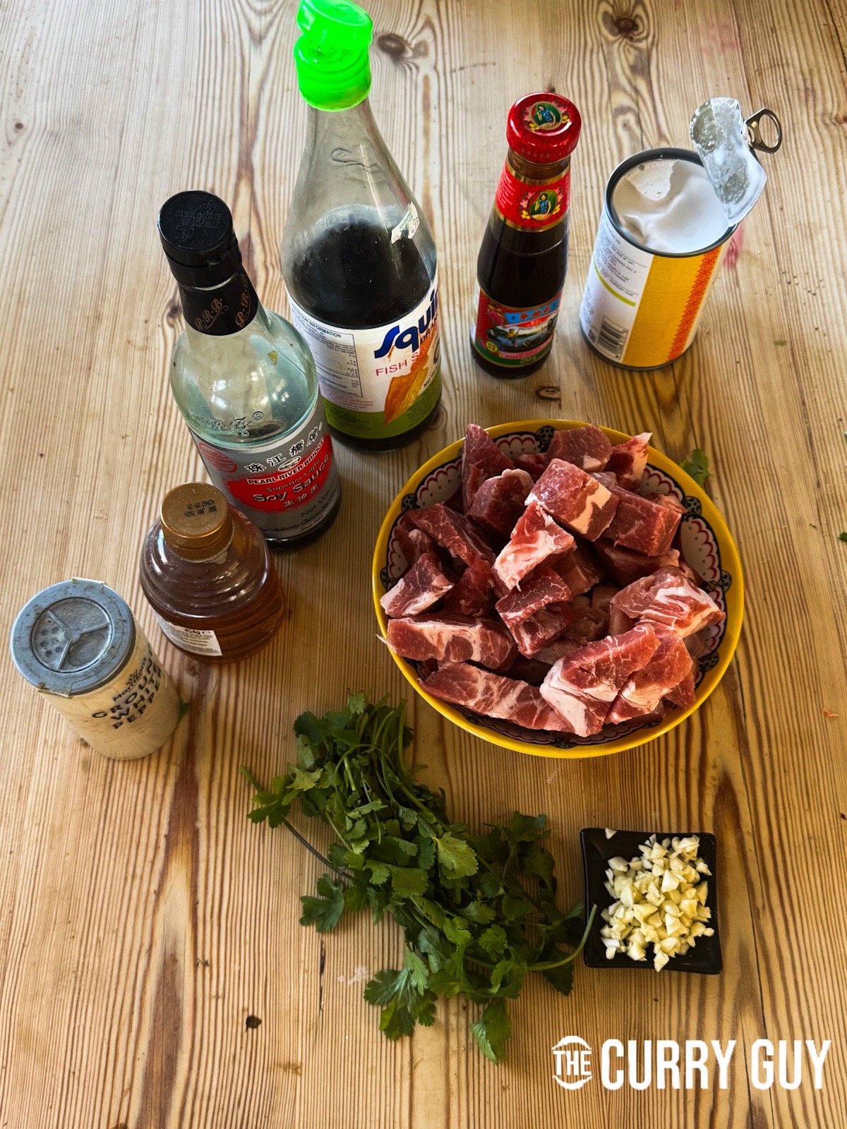 The ingredients for the recipe laid out and ready to get cooking.
