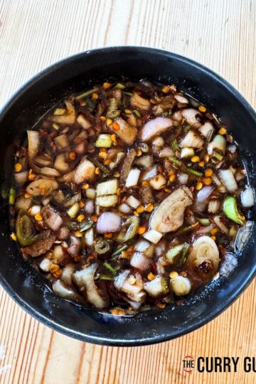 Nam Jim jaew sauce in a serving bowl.