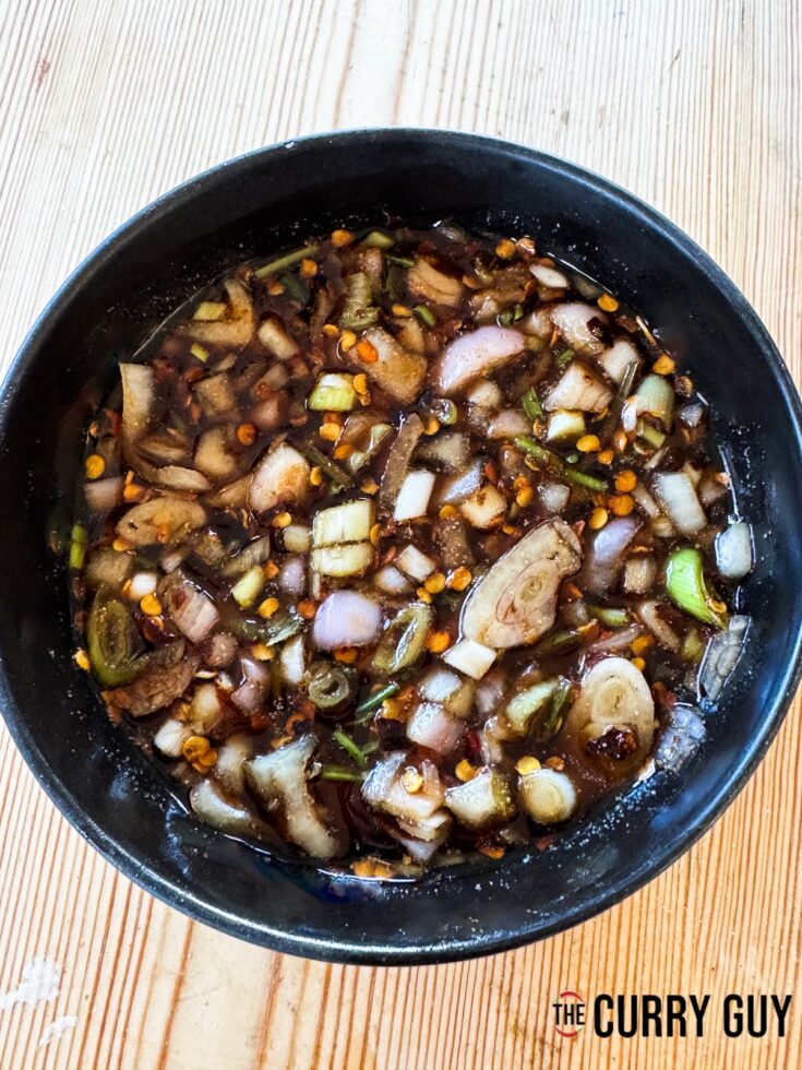 Nam Jim jaew sauce in a serving bowl.