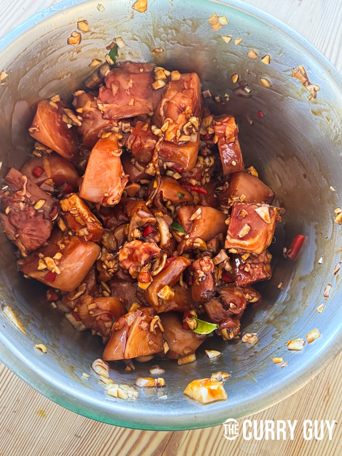 The marinade mixed into the chicken to marinate for a few hours.