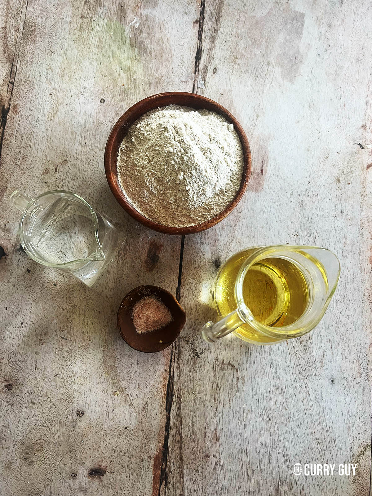 The ingredients for the recipe laid out on a counter top.