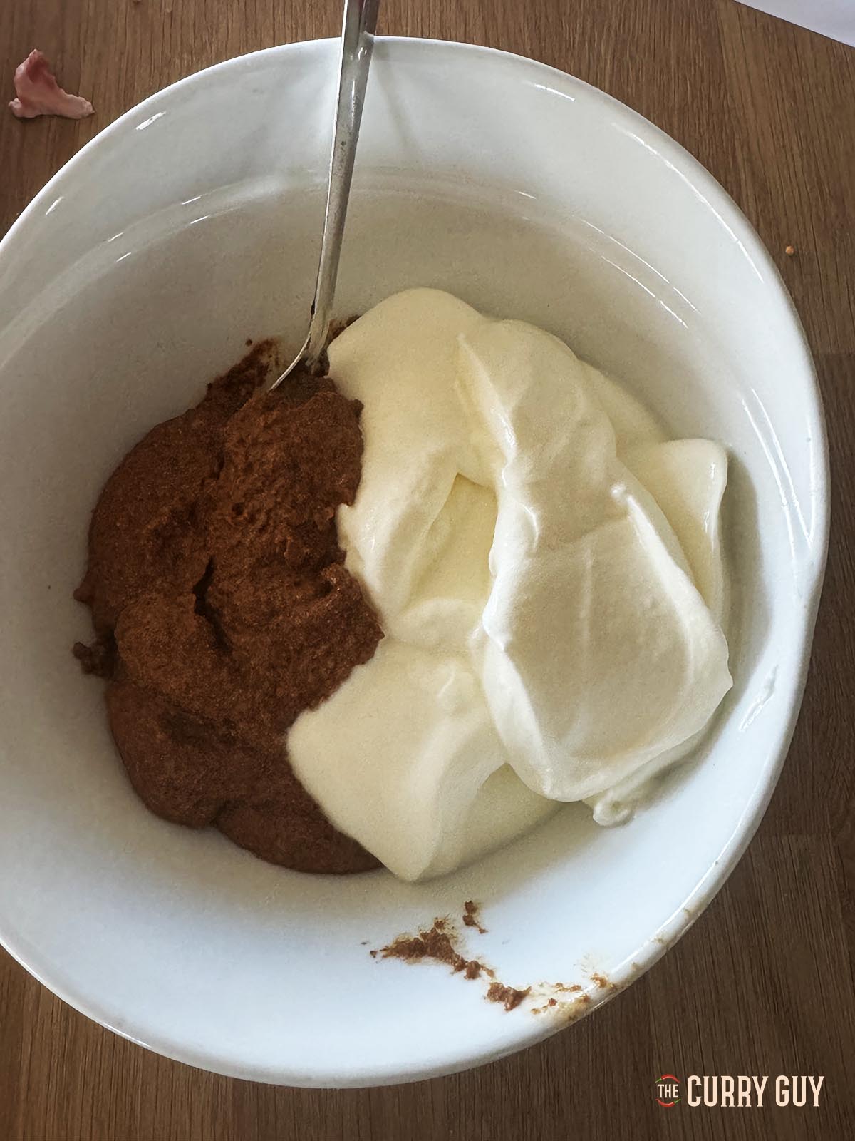 The marinade ingredients in a bowl ready to whisk into a paste.