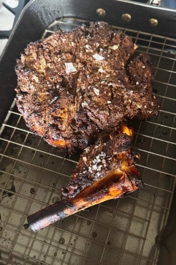Slow cooker lamb raan after charring in the oven.