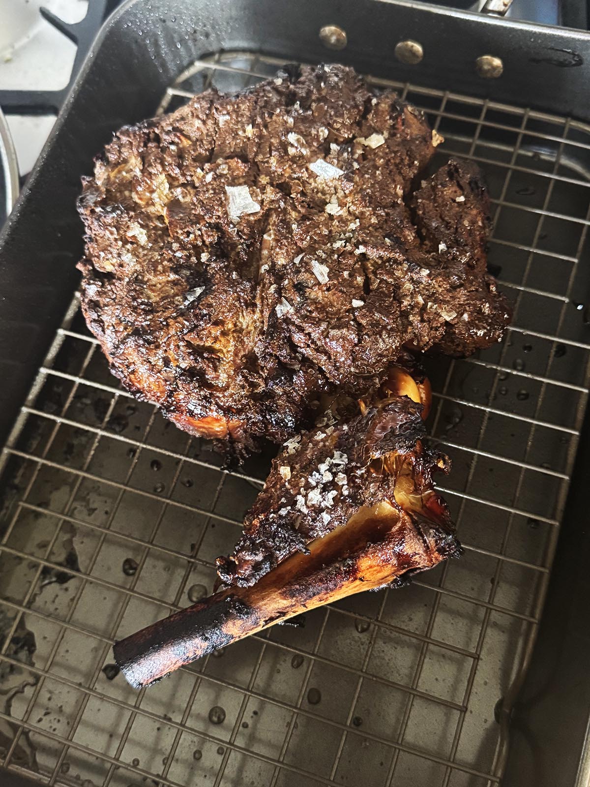 Slow cooker lamb raan after charring in the oven.