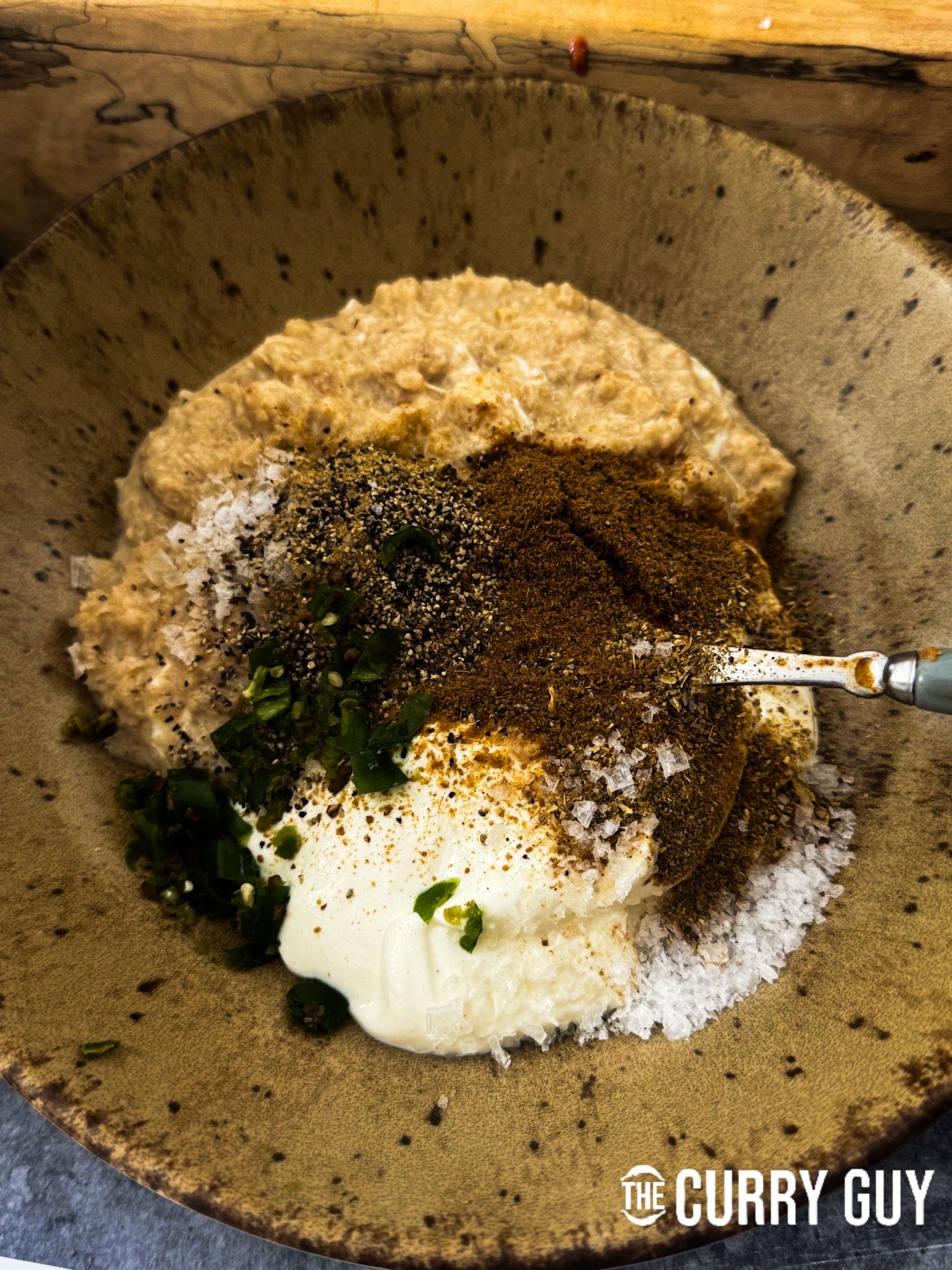 The ingredients for the second marinade in a mixing bowl.