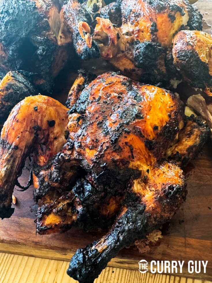 Honey roasted chicken ready for serving.