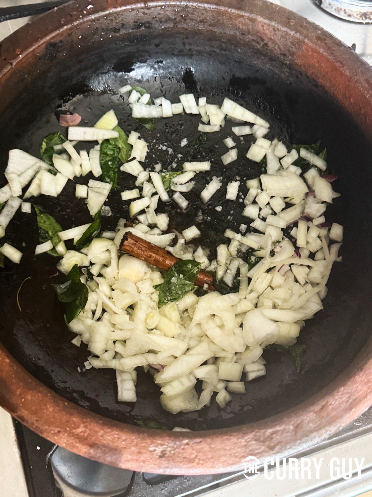Stirring in the chopped onions.