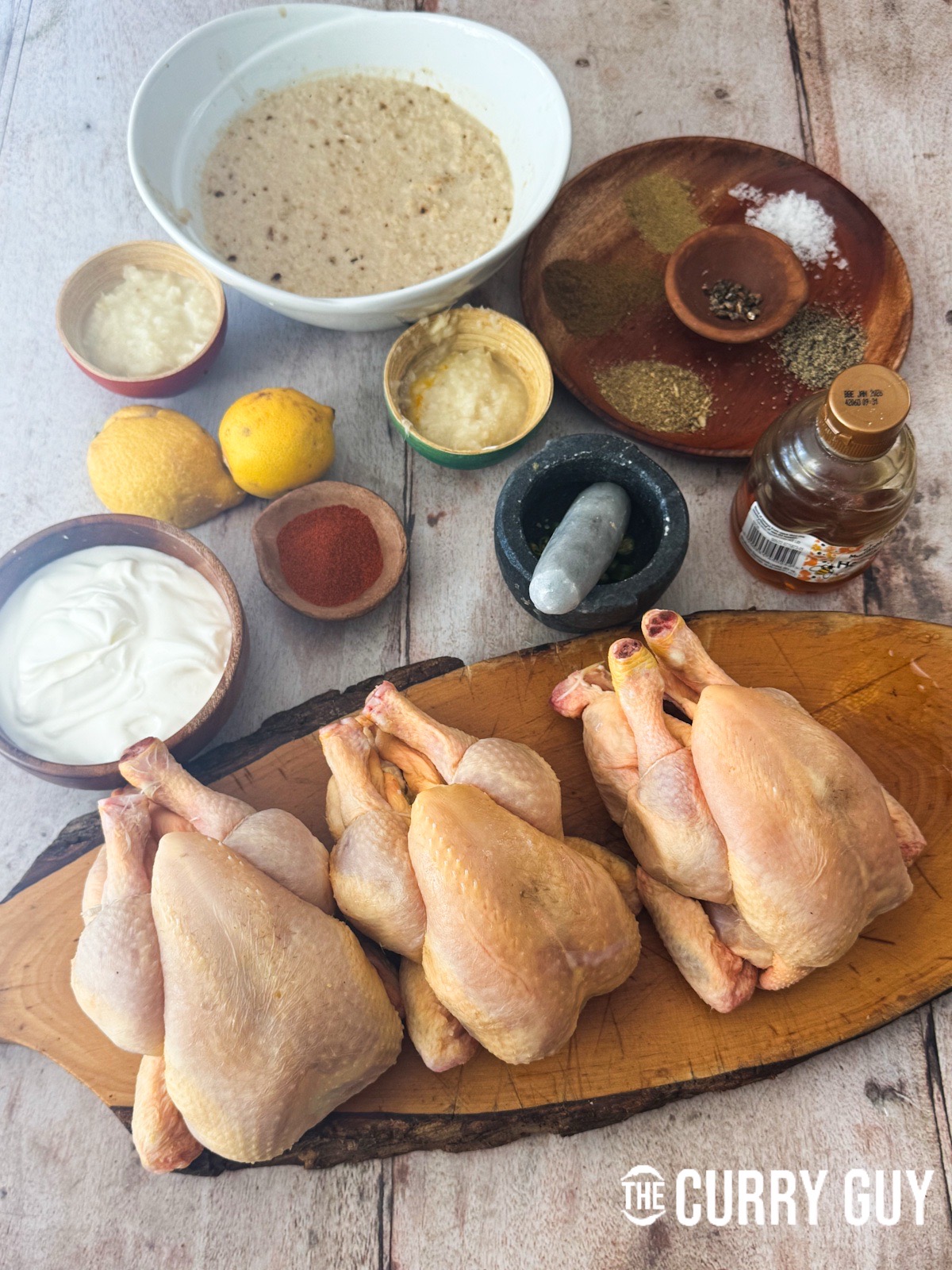 Ingredients for the recipe laid out on a counter top.