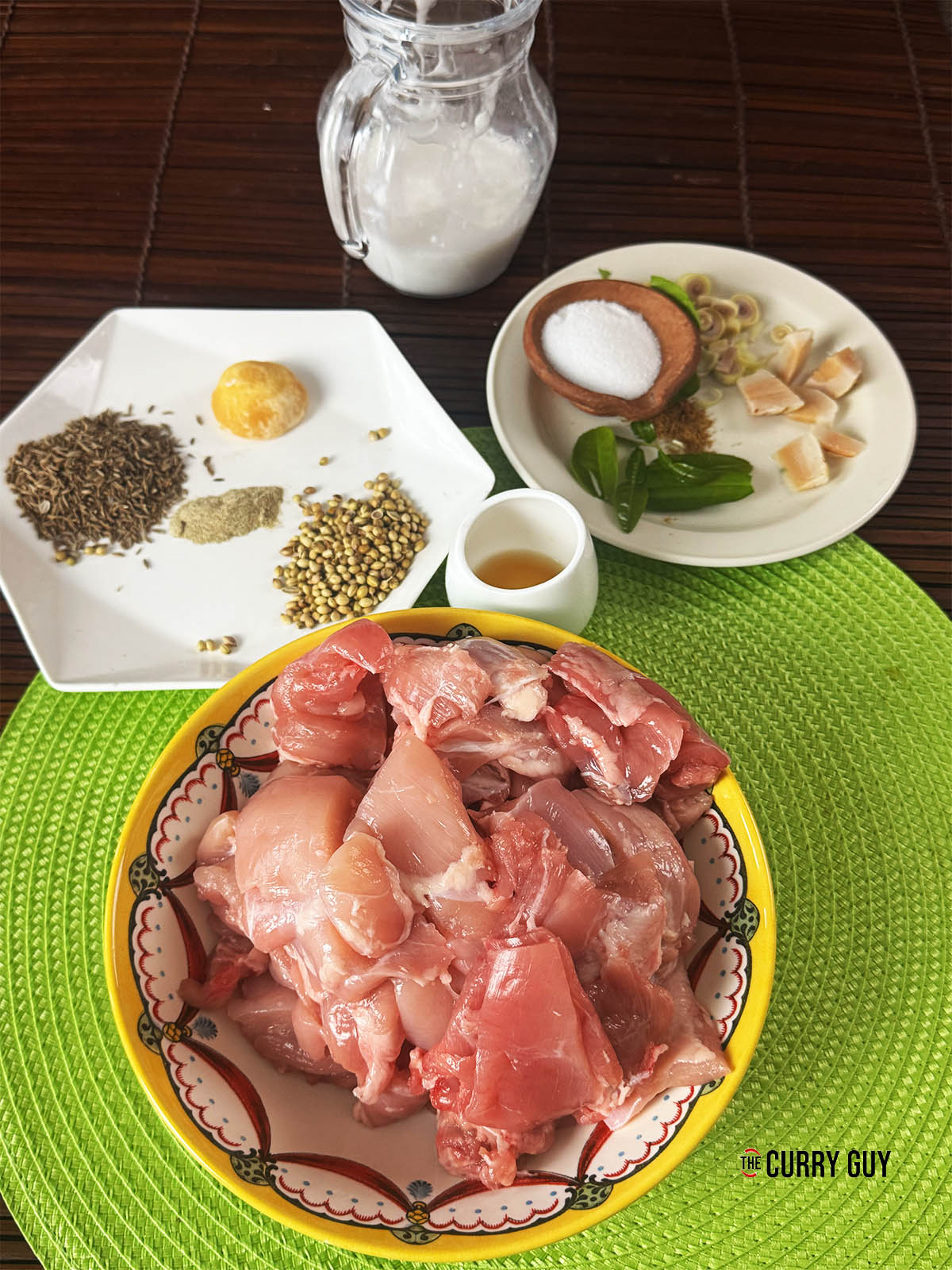 Ingredients for the recipe laid out on a counter top.