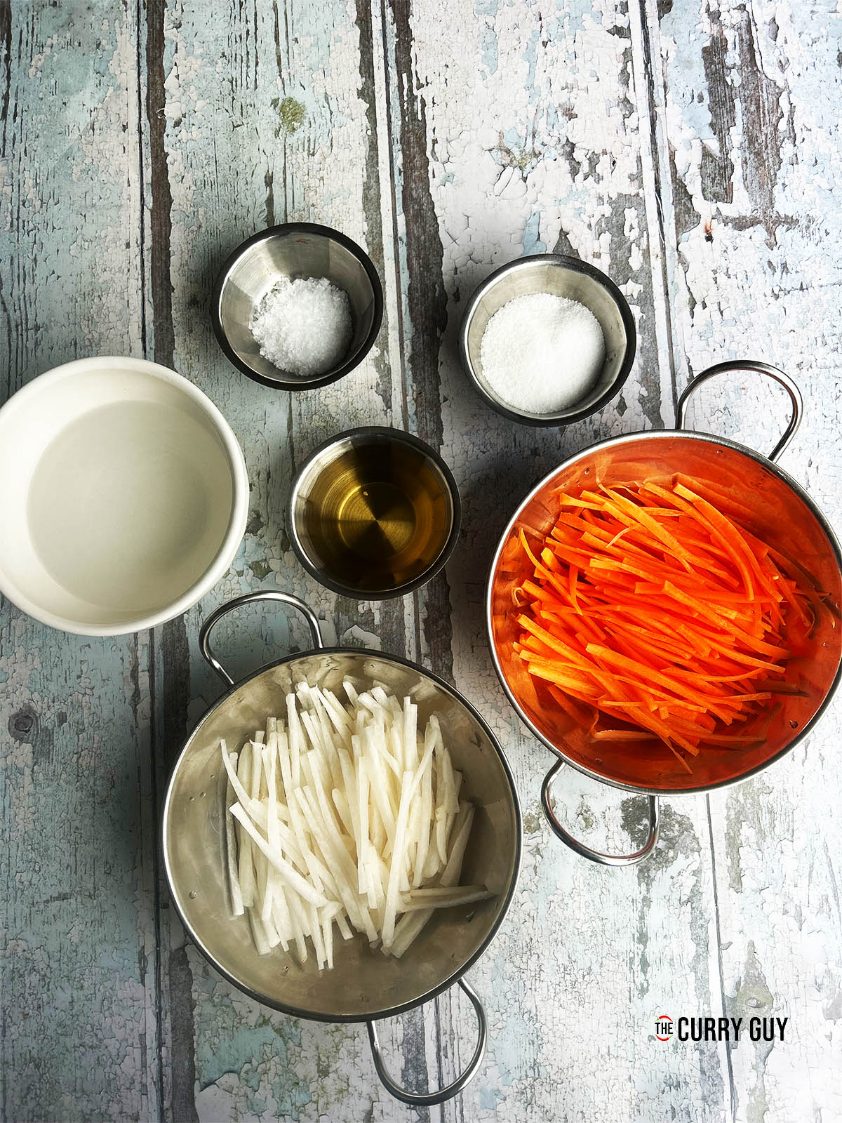 Ingredients for the recipe, prepared and on a counter top.
