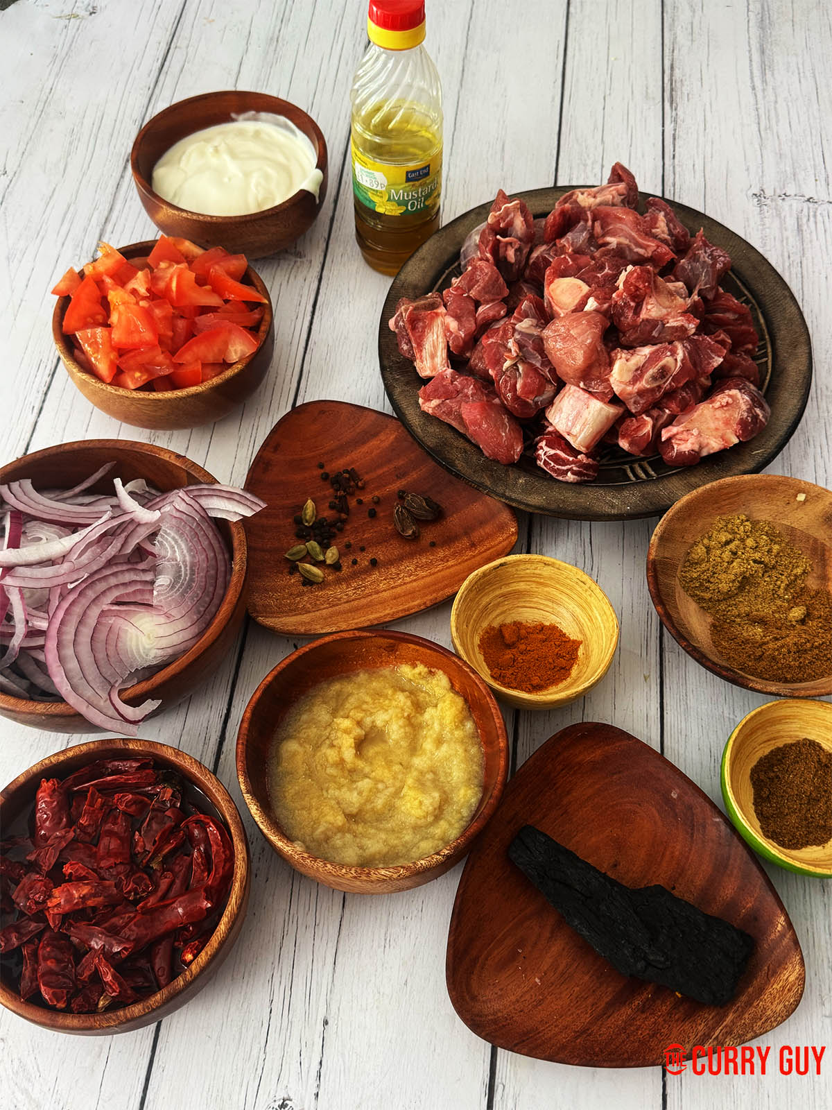 Ingredients for the recipe laid out on a counter top.