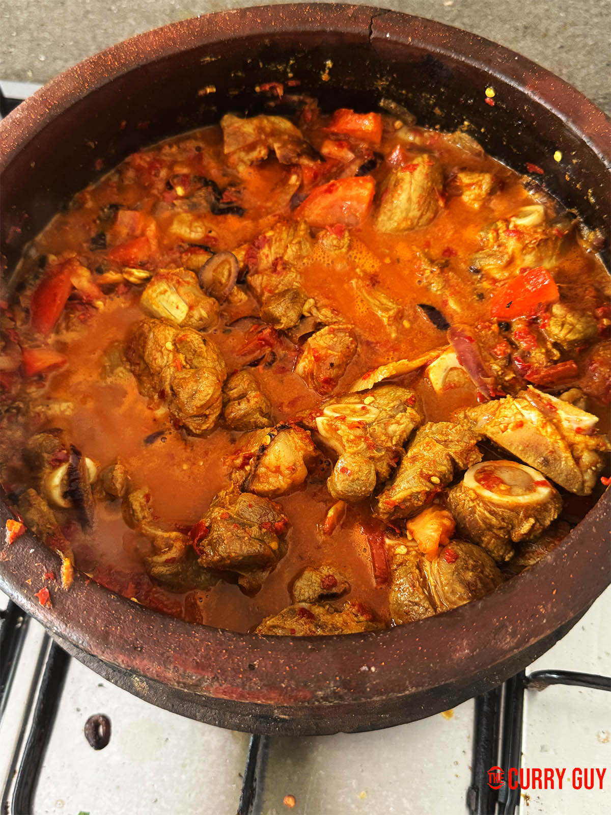 The curry just before simmering for 60 to 90 minutes, covered.