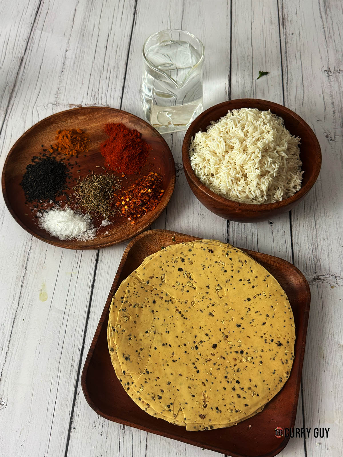 The ingredients for the recipe laid out on a counter top.