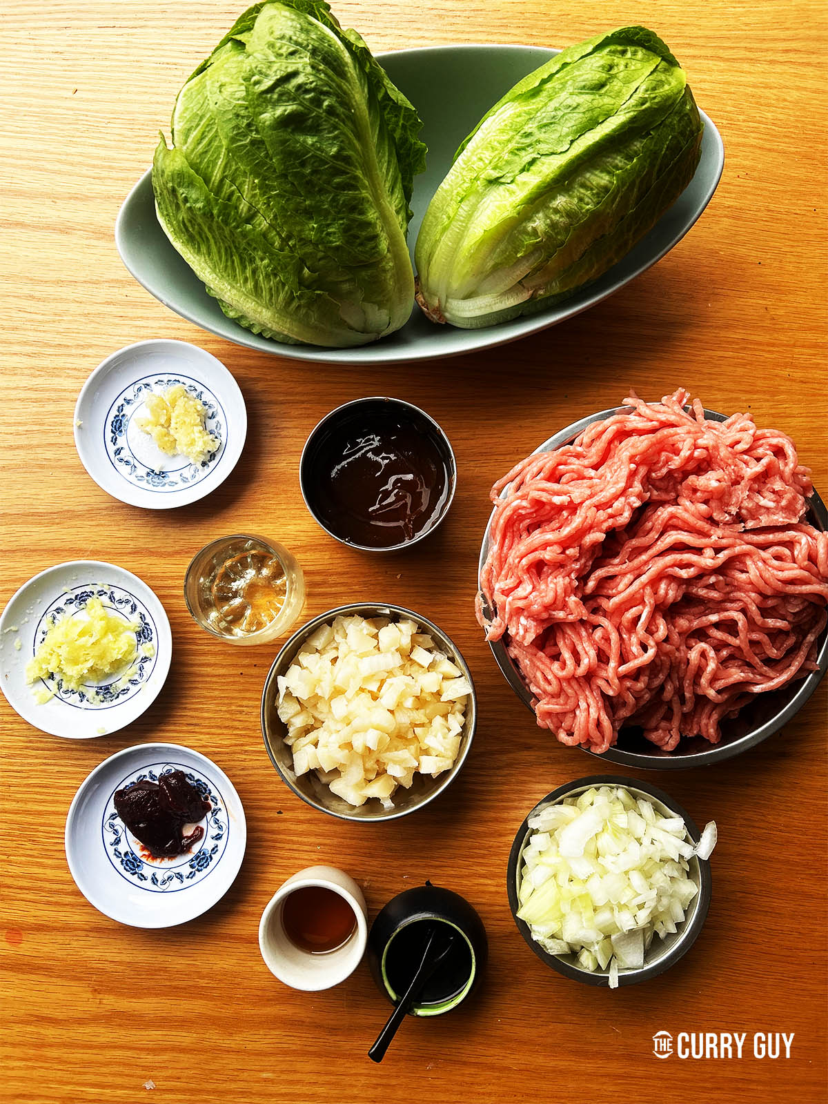 The ingredients for the recipe laid out on a counter top.