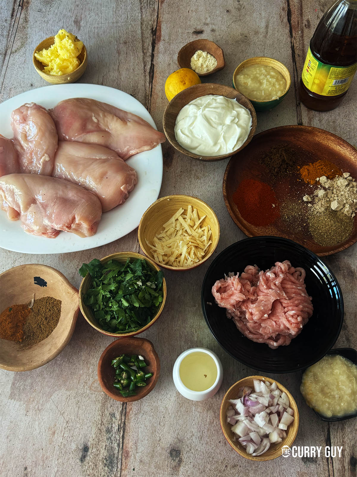 Ingredients for the recipe on a counter top.