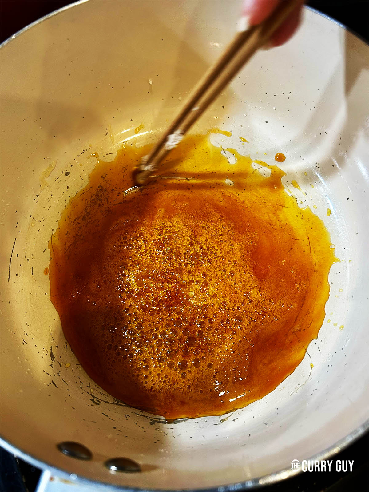 The sugar caramelised in the pot.