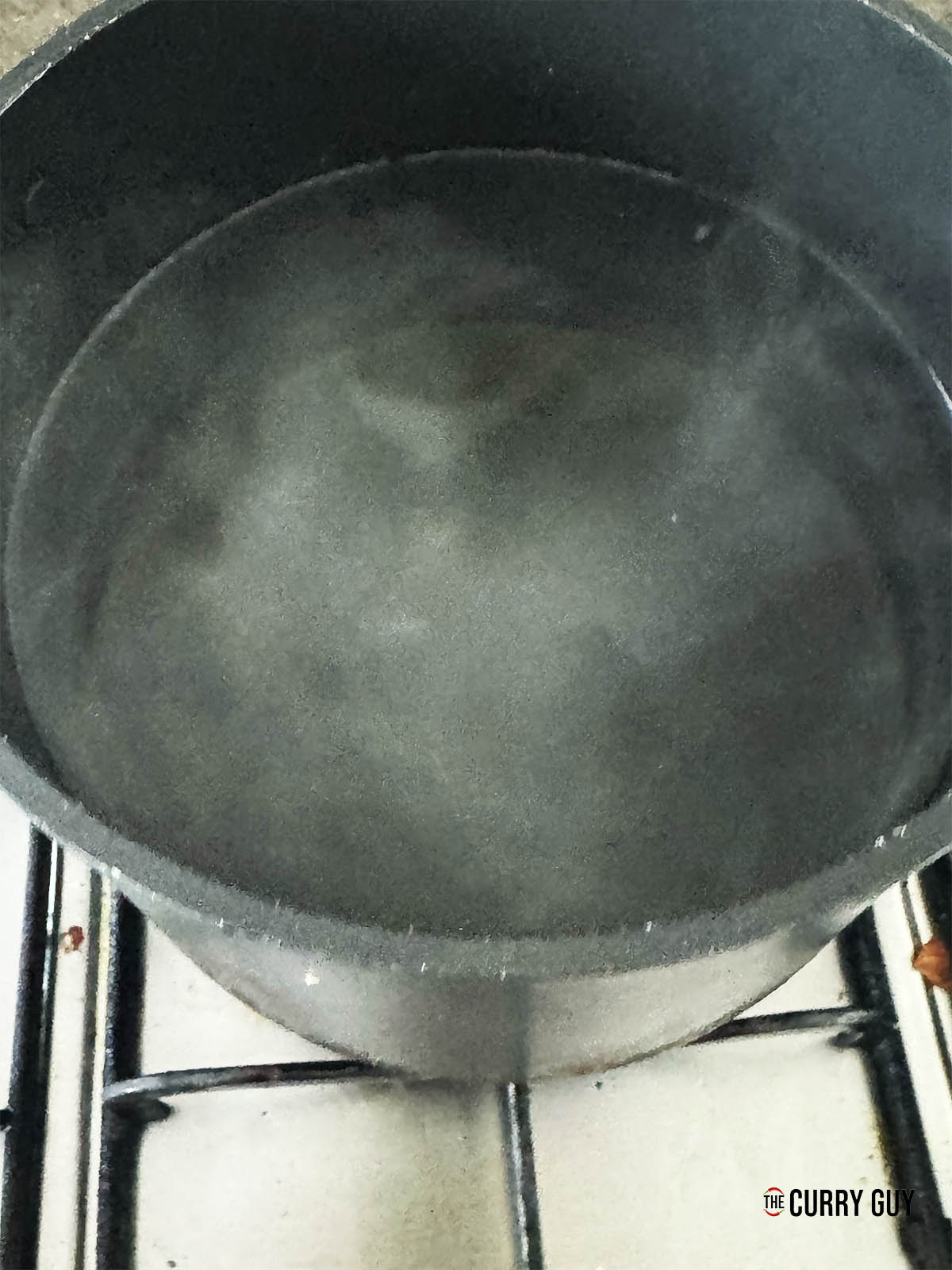 Bringing salt water to a boil.