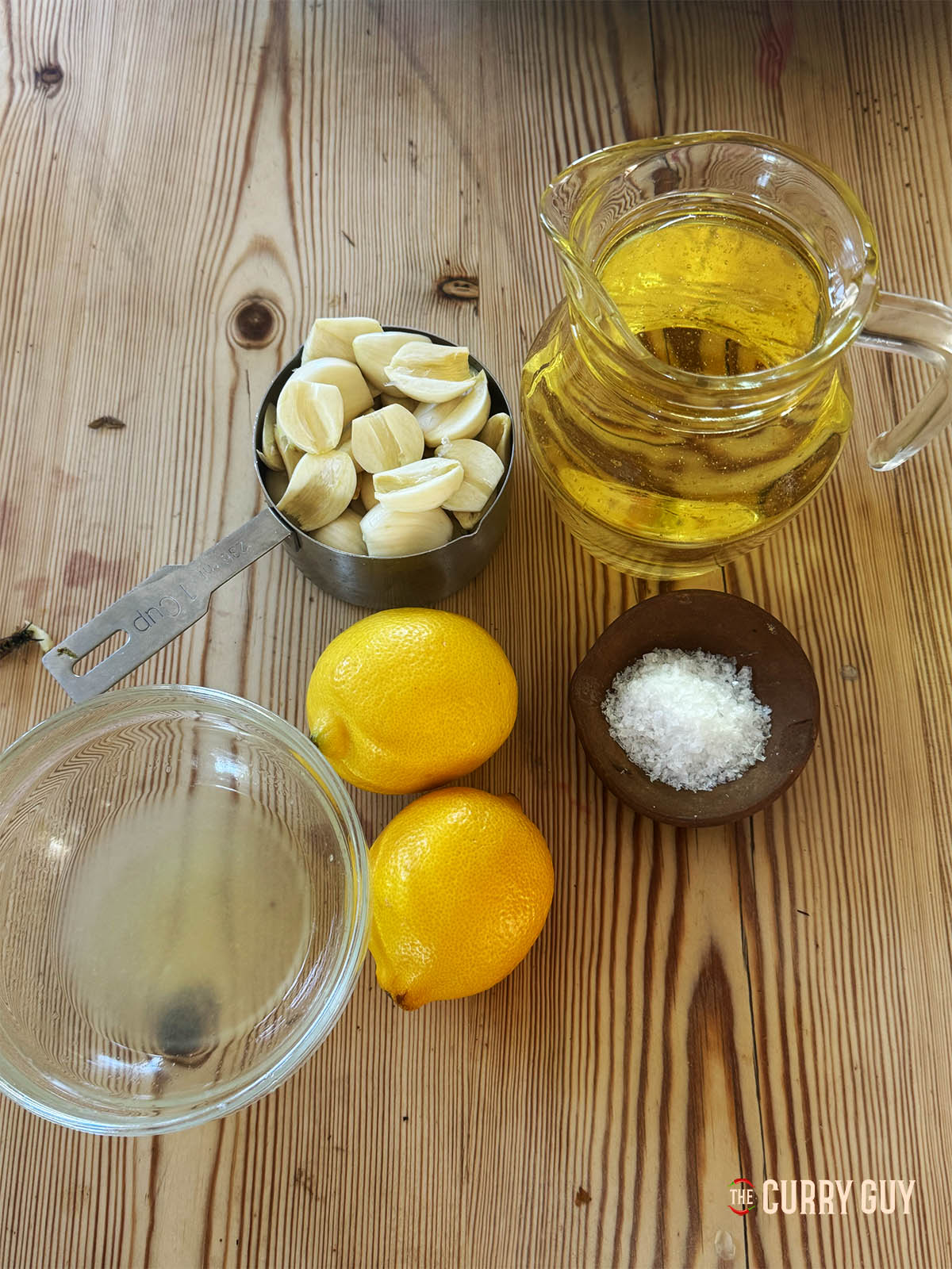 Ingredients for the recipe laid out on a counter top.