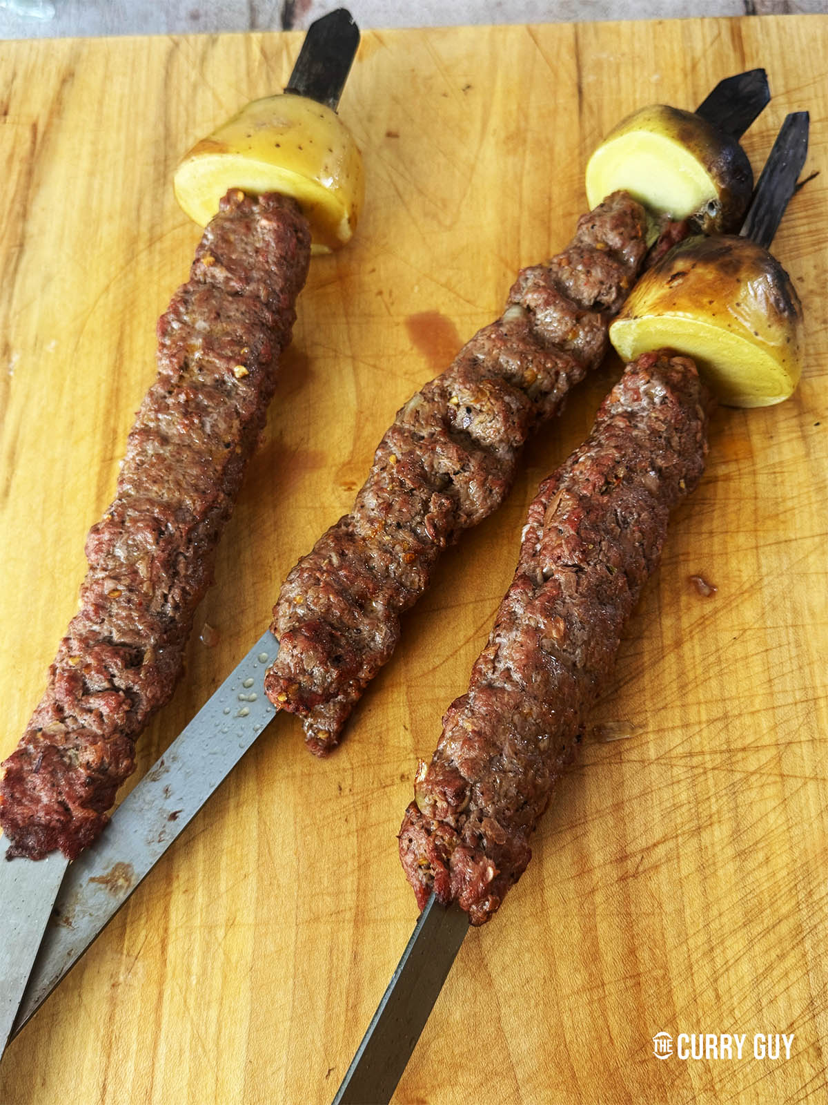 The kebab koobideh resting before serving.