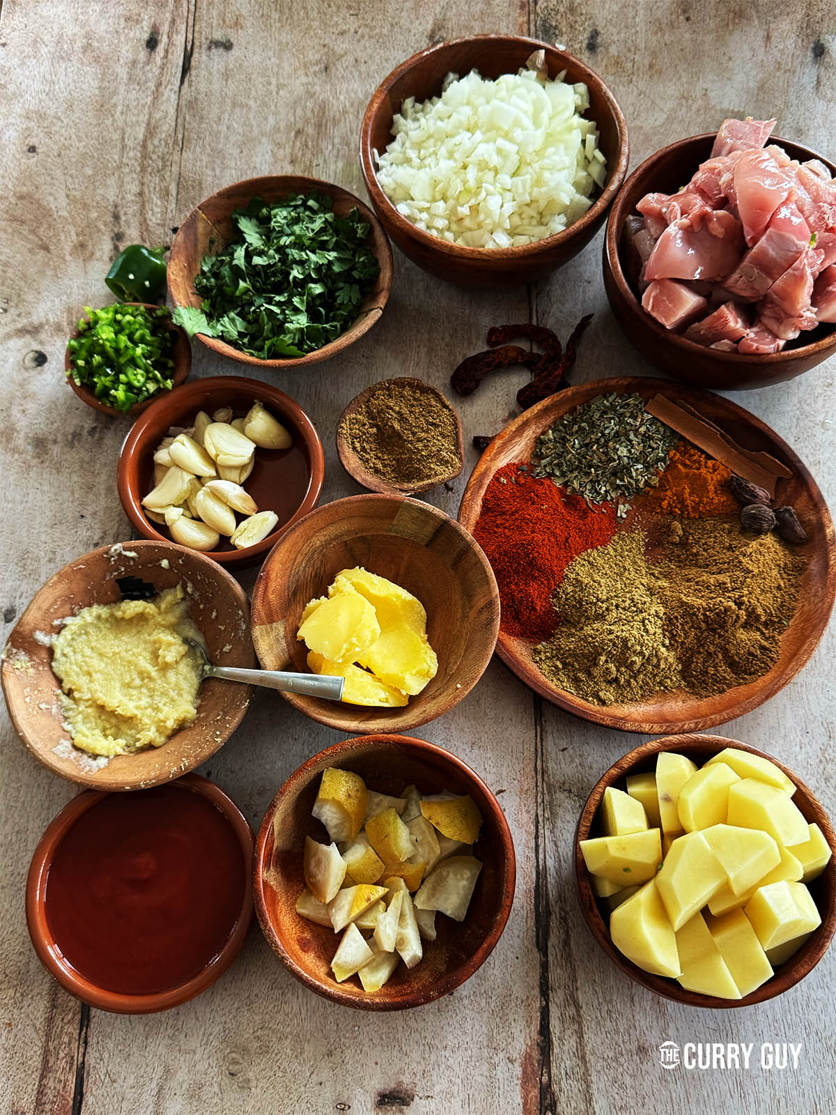 The ingredients for the recipe on a counter top.