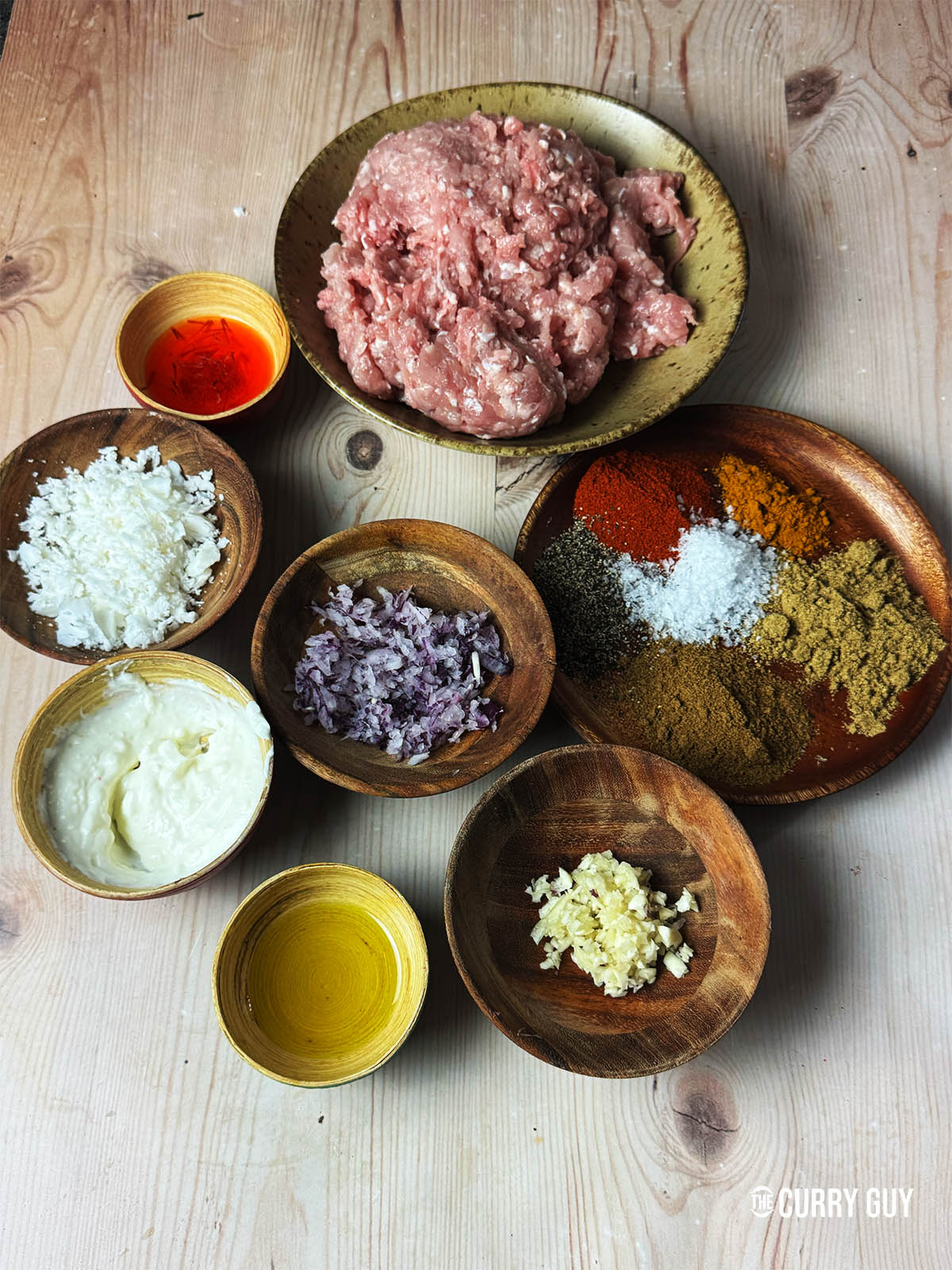 The ingredients for the recipe on a counter top.