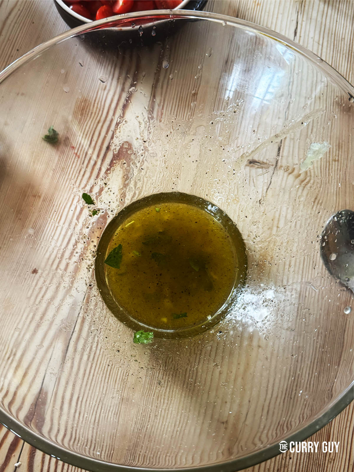 The dressing ingredients combined in a bowl