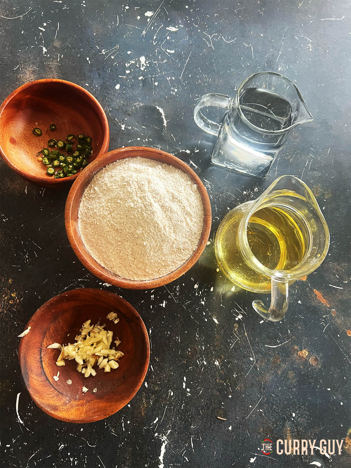 Ingredients for the recipe on a counter top.