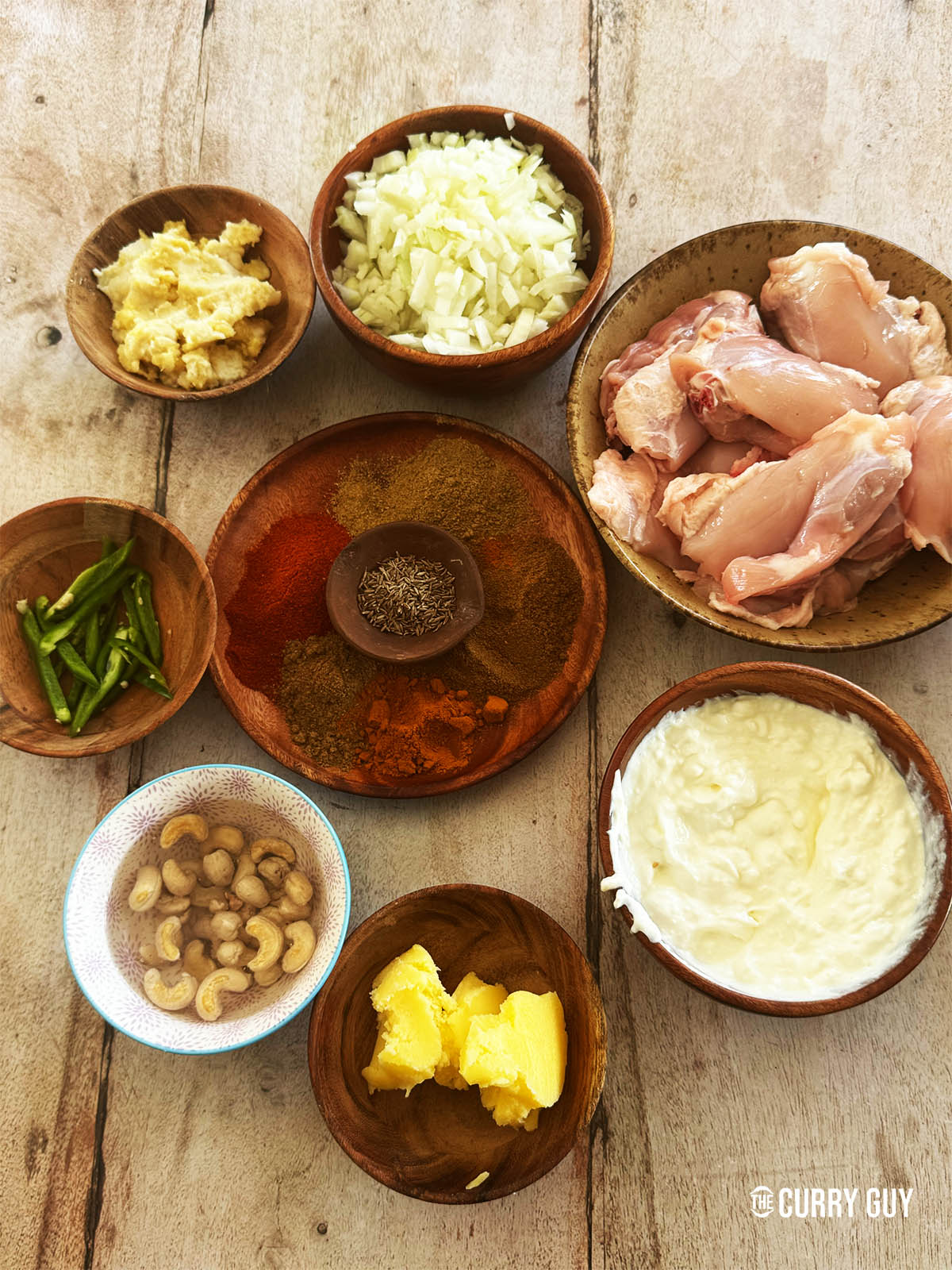 The ingredients for the recipe on a counter top. 