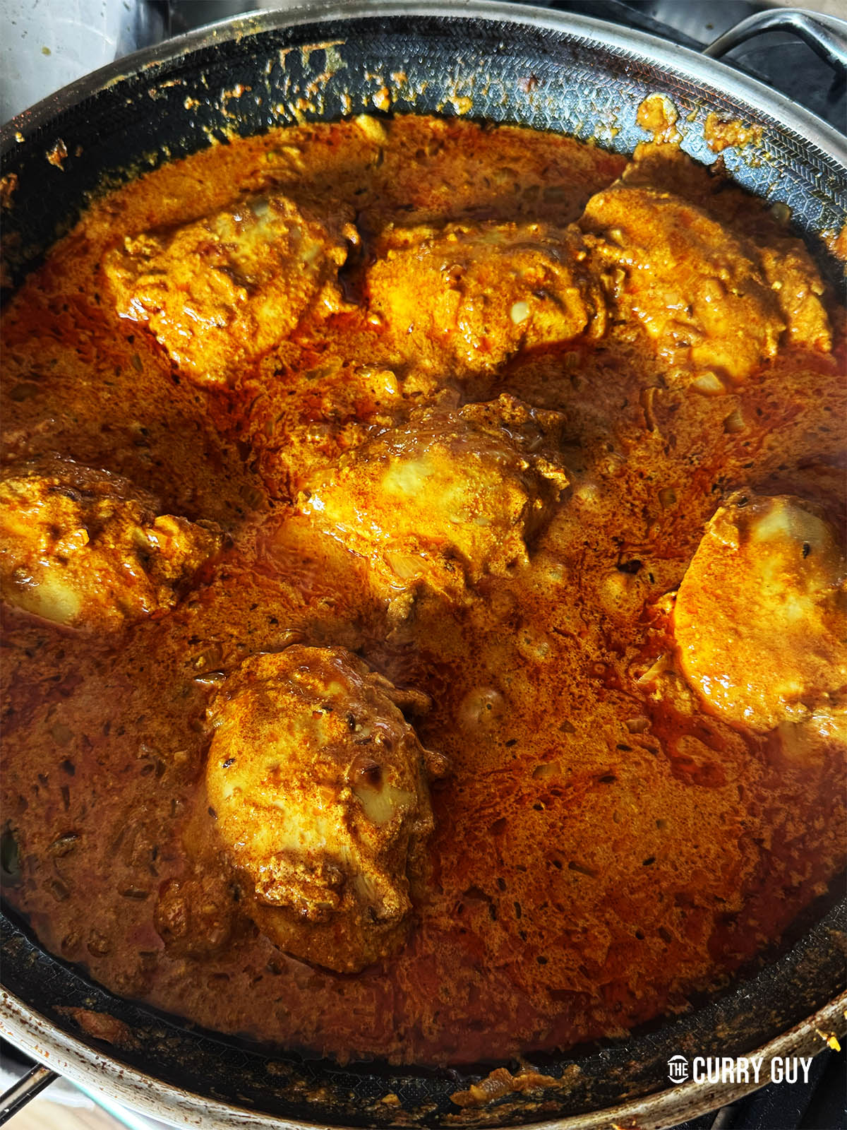 The sauce after simmering covered for 25 minutes. 