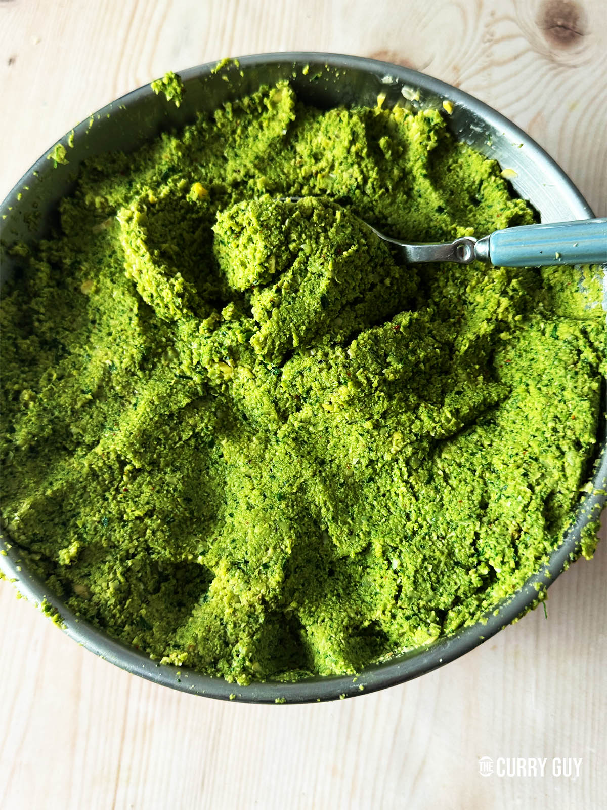 The felafel paste in a bowl. 
