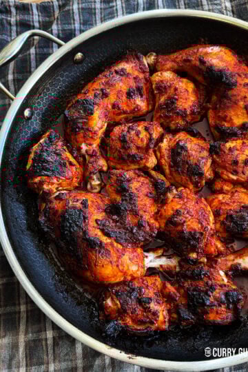 Harissa chicken in a pan