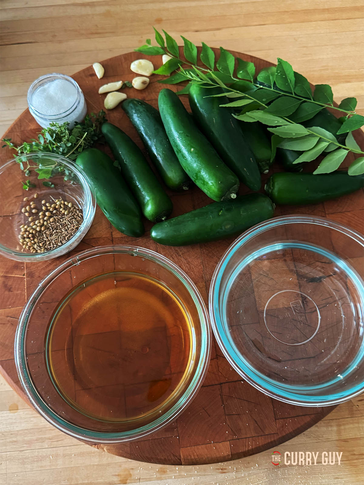 The ingredients for the recipe laid out on a counter top.