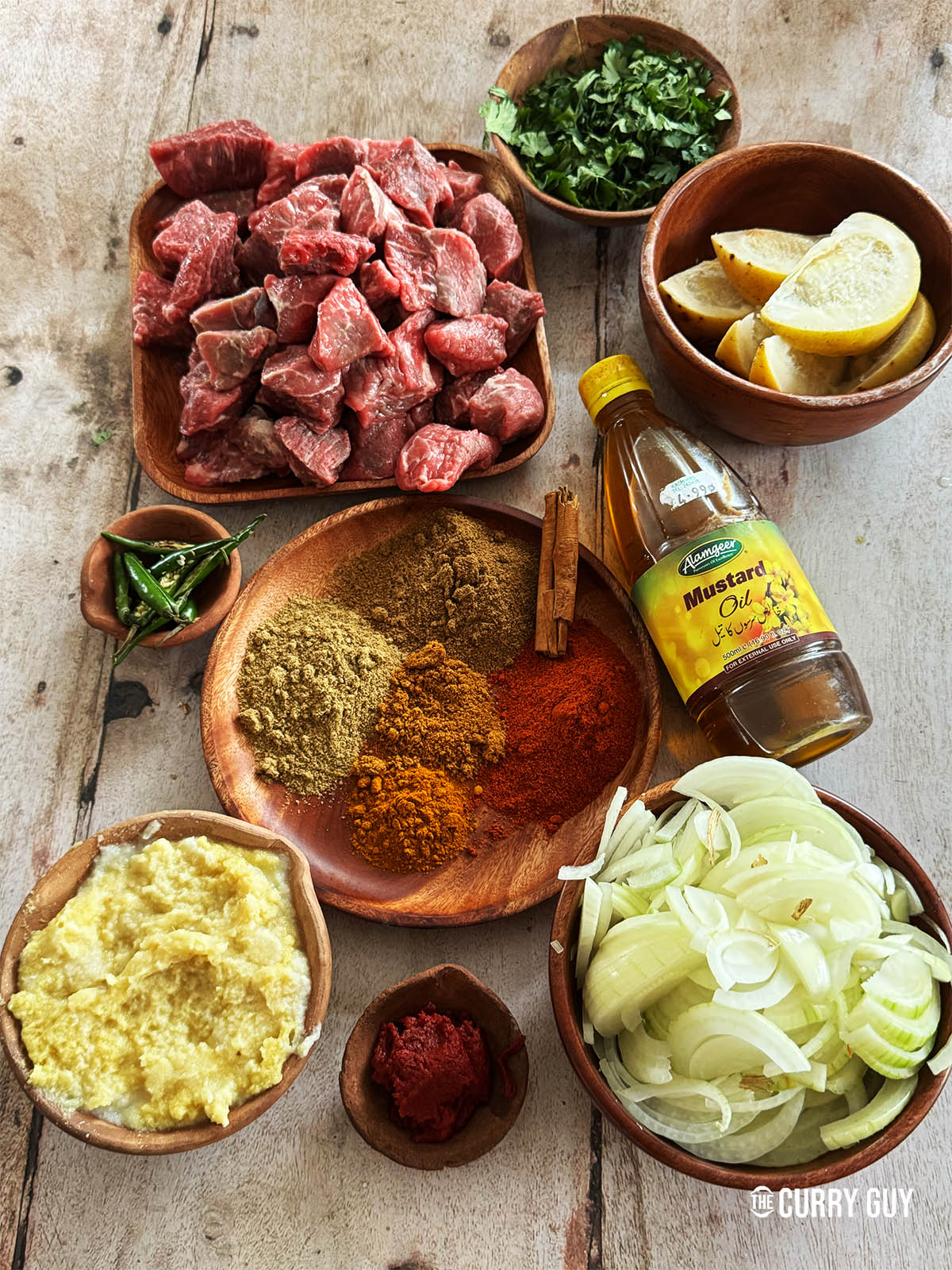 The ingredients for the recipe on a counter top.