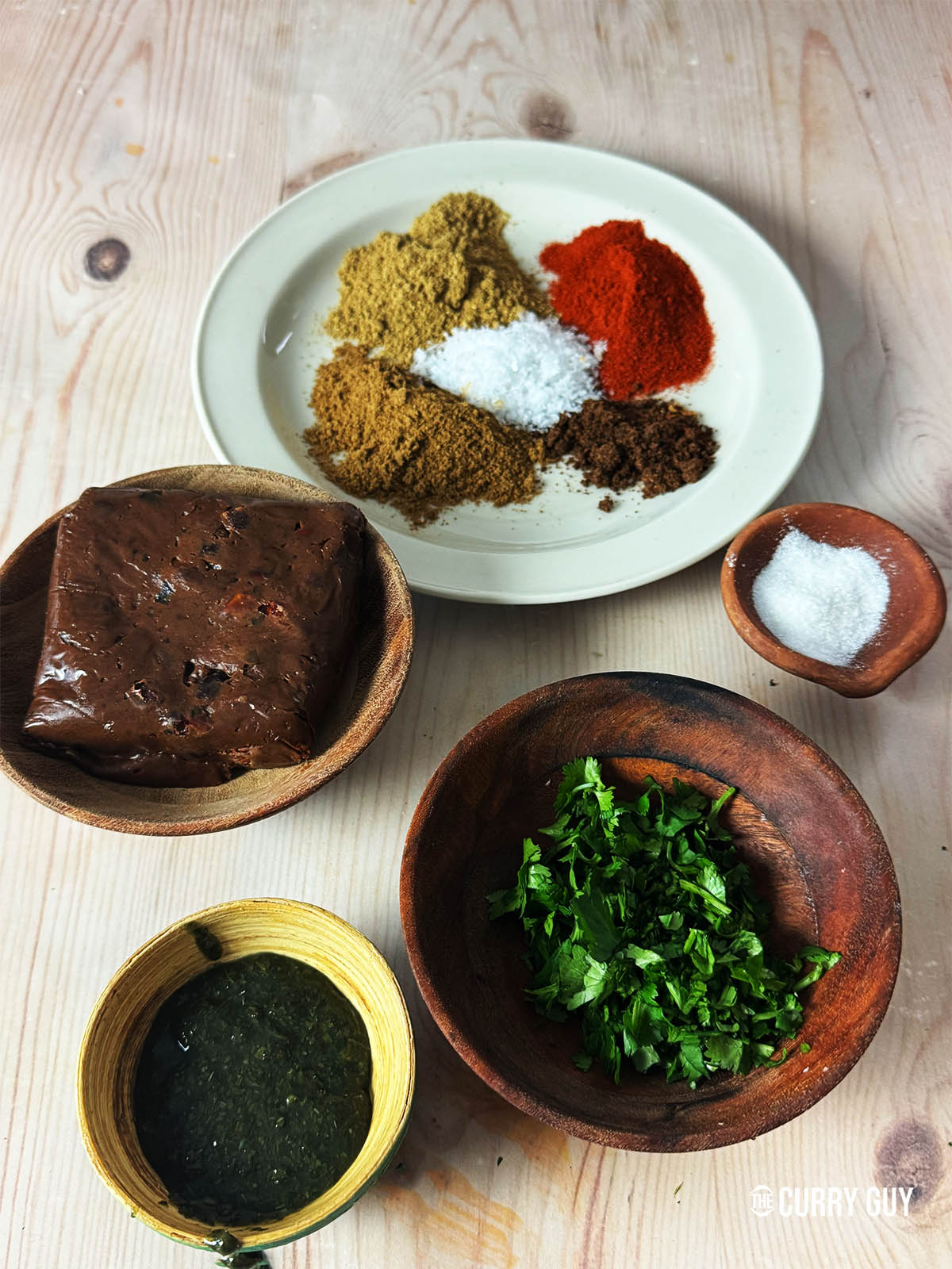 The ingredients for the recipe on a counter top. 