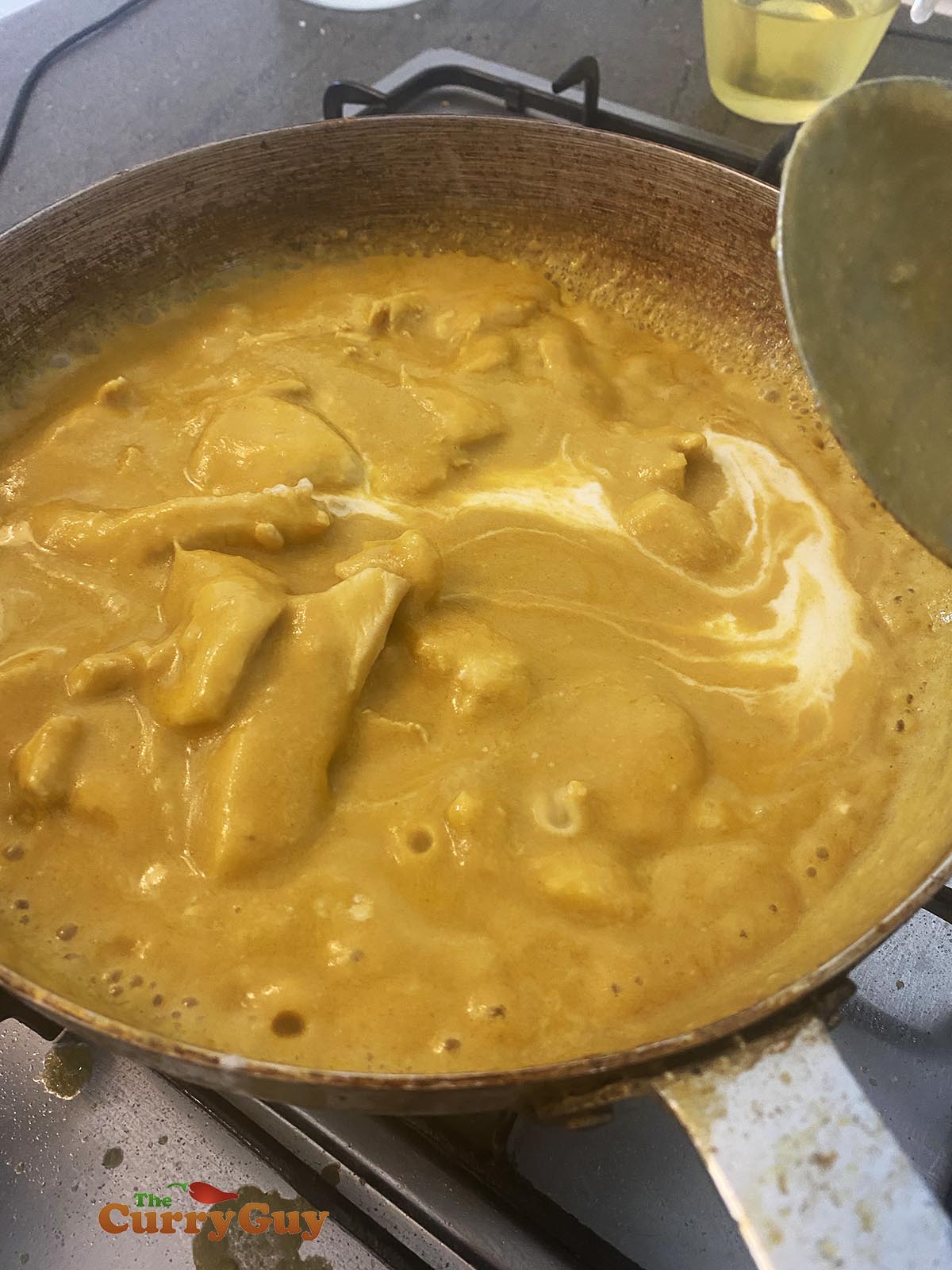 cream added to the curry 