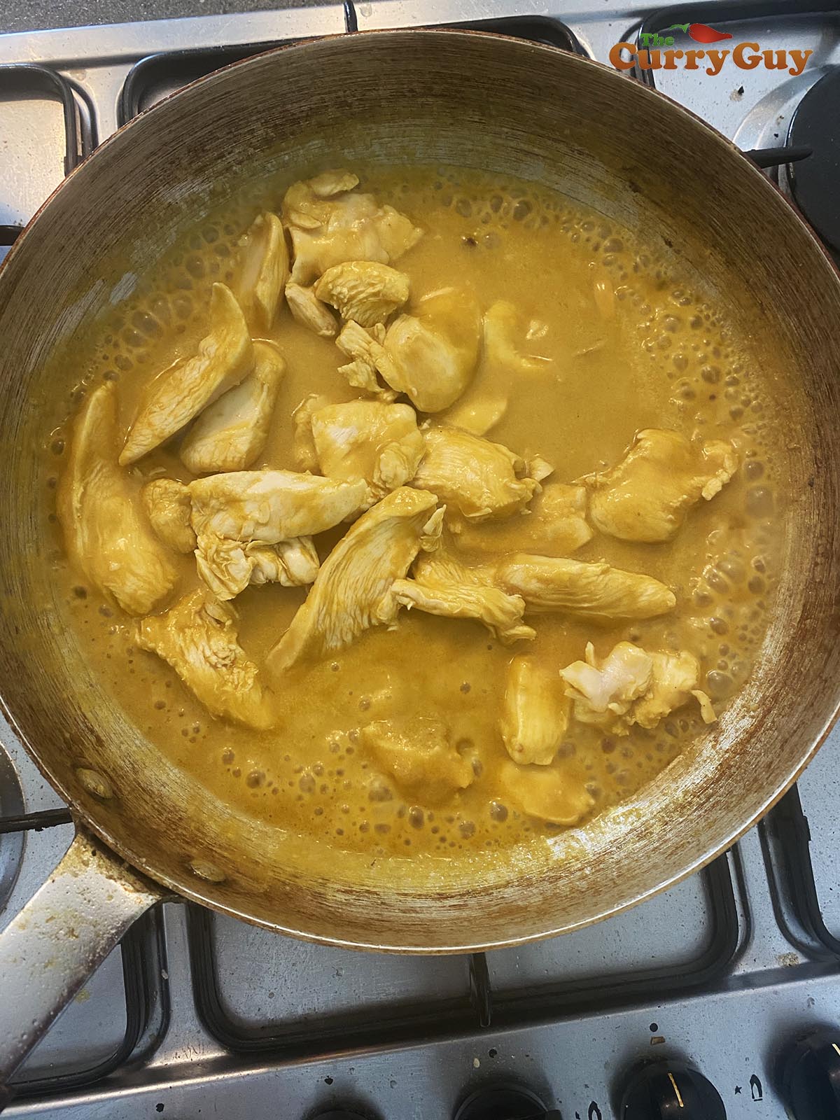 pre cooked chicken added to restaurant style chicken korma