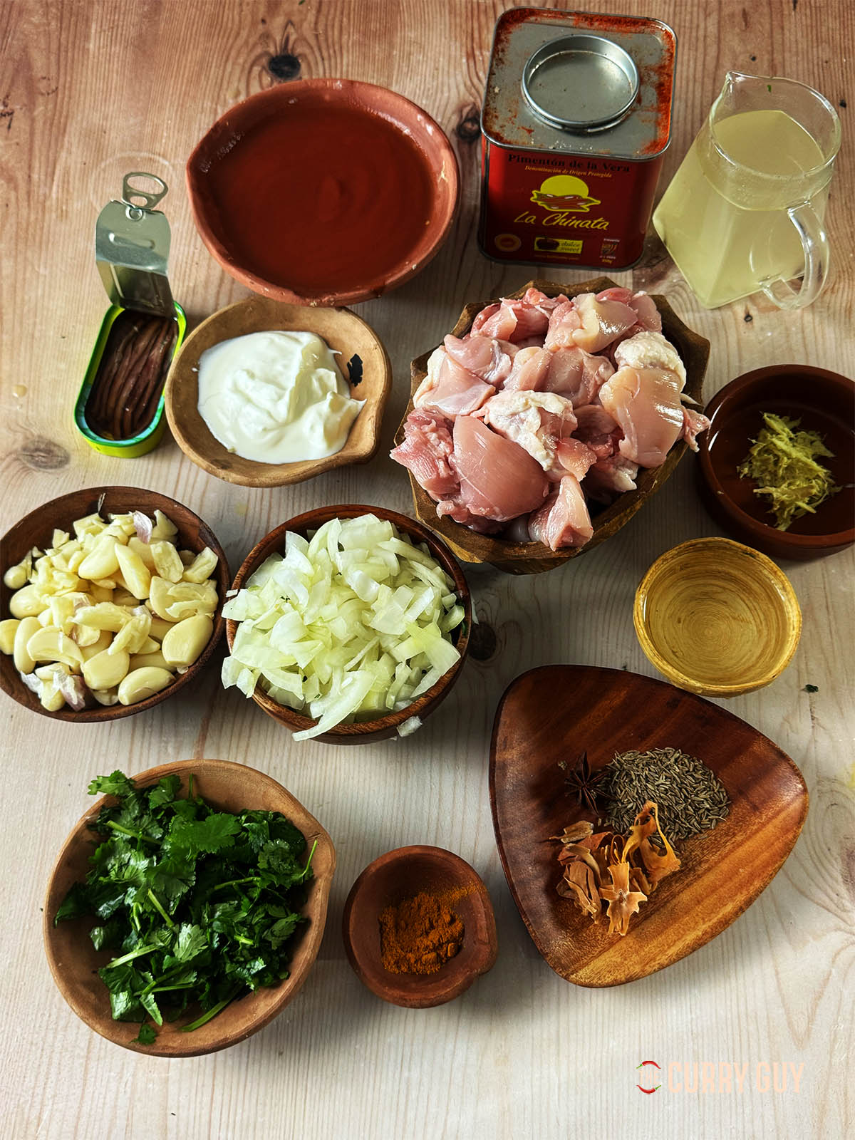 The ingredients for the recipe on a counter top.