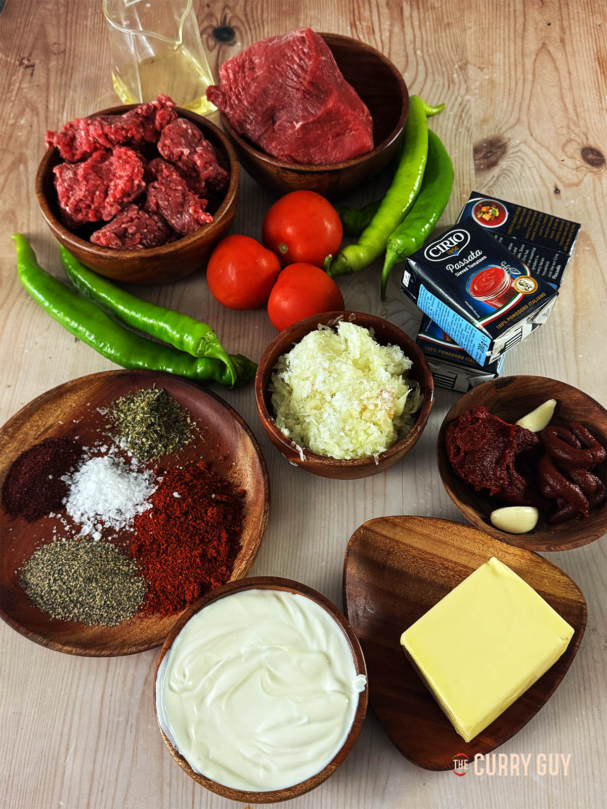 The ingredients for the recipe laid out on a countertop.