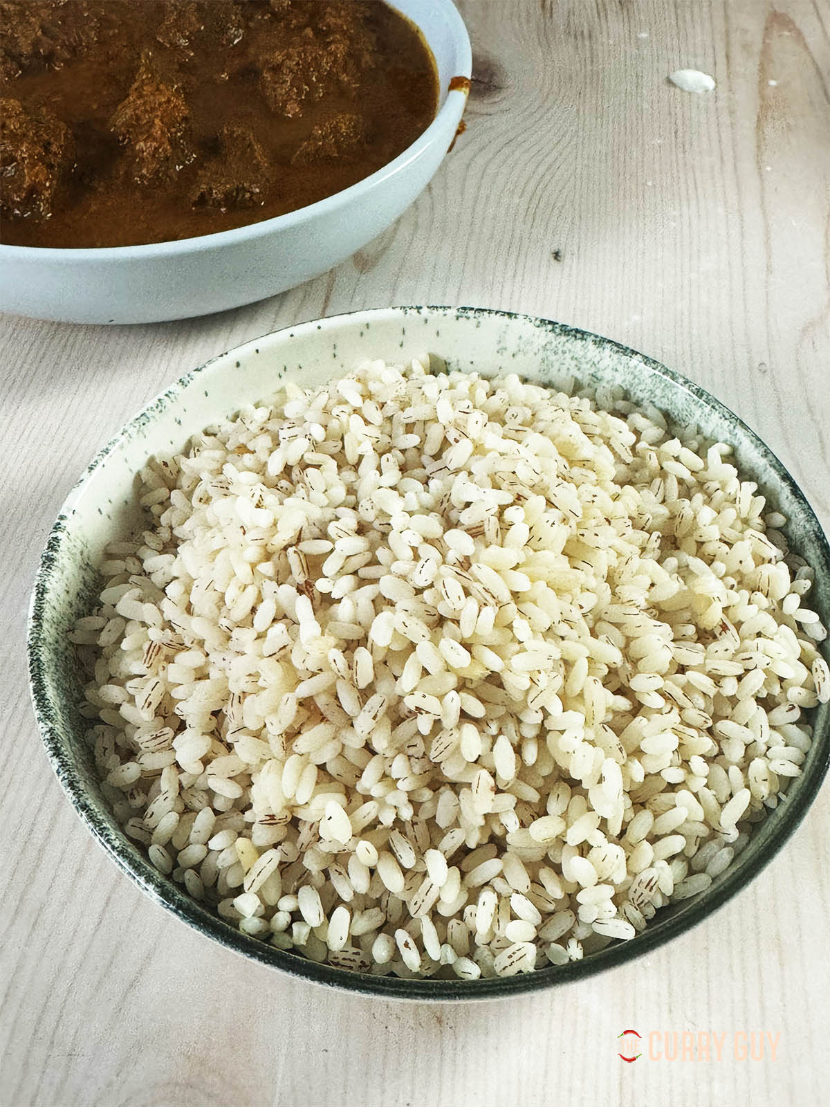 A bowl of cooked Matta rice.