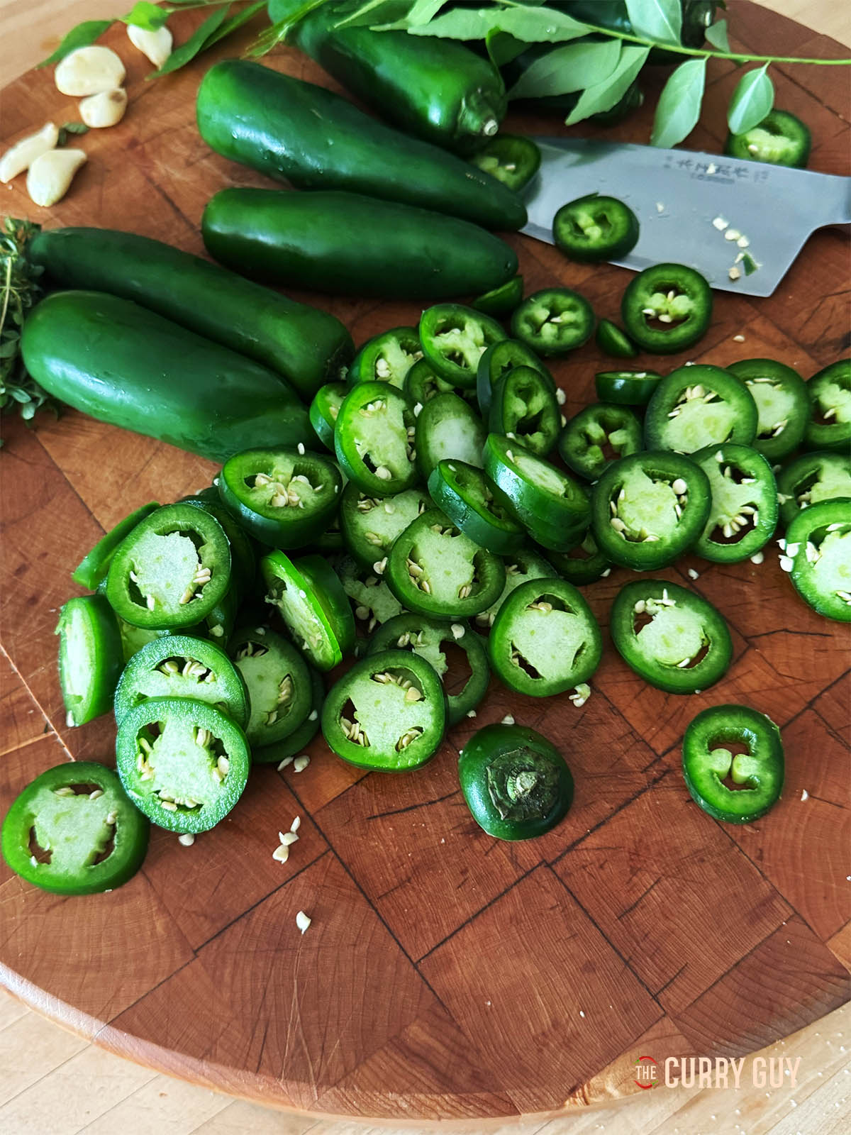 Jalapeños sliced into rings.