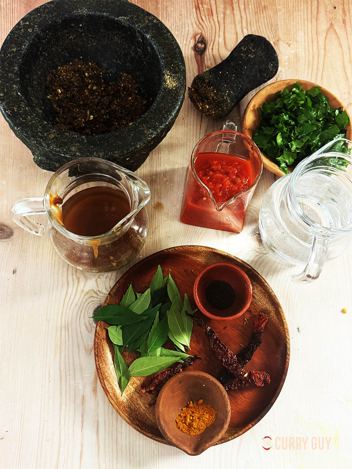 The ingredients for the recipe laid out on a countertop.