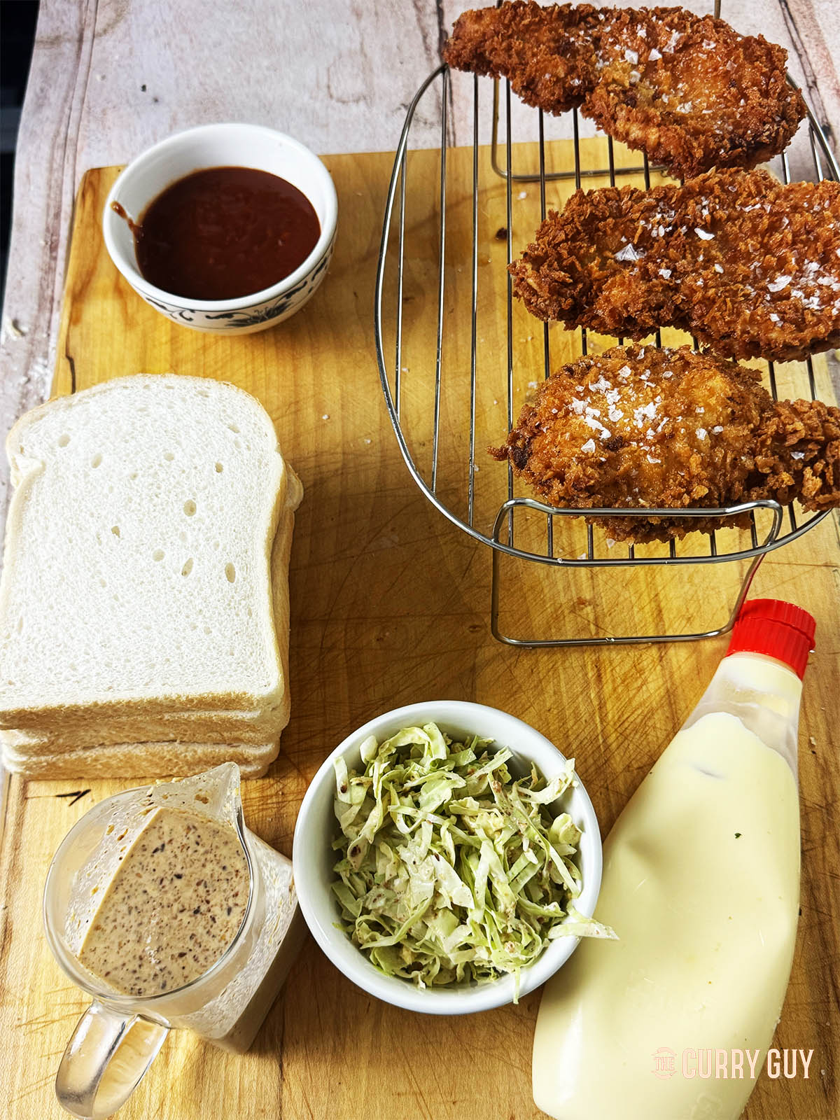 The ingredients for the recipe, laid out on a countertop. 