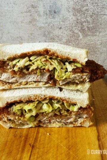 Japanese Katsu Sando on a countertop.