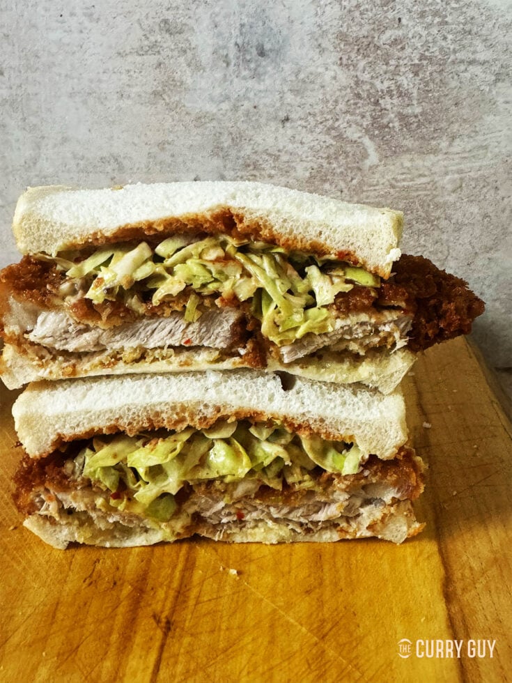 Japanese Katsu Sando on a countertop.
