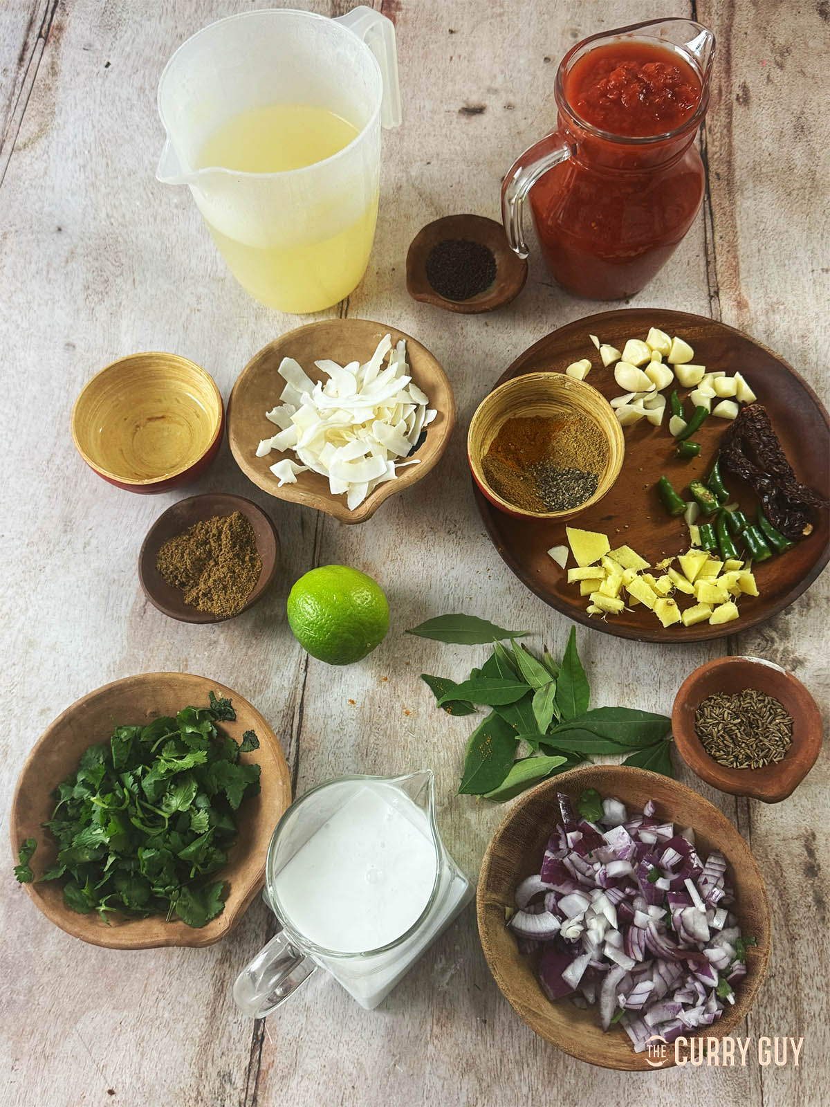 The ingredients for the recipe laid out on a counter top. 
