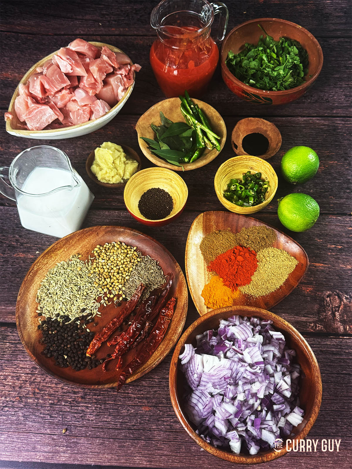 Ingredients for the recipe laid out on a table top.